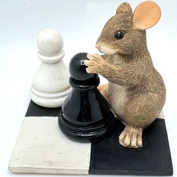 Charming Tails Fitz & Floyd Its Your Move Mouse Chess Figurine Retired 89/704 - Picture 8 of 8